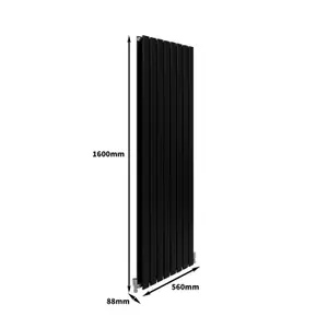 Designer Flat Radiator - 1600 x 560mm - Black