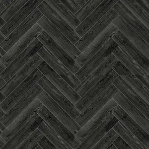 Black Modern Parquet Effect Anti-Slip Vinyl Flooring For Kitchen, Bathroom, 4.0mm Thick Vinyl Sheet-4m(13'1") X 4m(13'1")-16m²