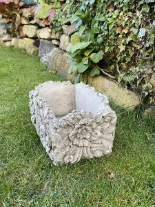 Small Solid Stone Cast 'Wood' Pot