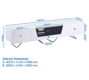 Chromium TV-Stand with 2 drawers and 1 flap in grey