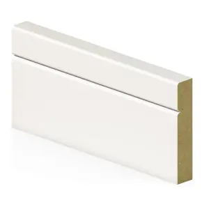 PACK OF 5 - V-Groove White Primed MDF Architrave - 18mm x 94mm x 2100mm