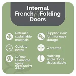 Green & Taylor Oak Shaker 1 Lite Frosted Glass Internal French Door Set - 2072 x 2021 x 133mm (WxHxT)