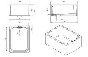 Belfast Ceramic Kitchen Sink 595x455 Gloss White