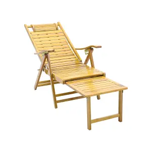 Foldable Adjustable Bamboo Indoor and Outdoor Wooden Rocking Chair Sun Lounge Recliner Chair