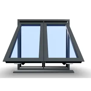 895mm (W) x 1095mm (H) Aluminium Flush Casement - 2 V Bottom Opening Windows - Anthracite Internal & External