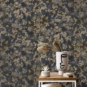 Play of Light Blossom Textured Vinyl Wallpaper Charcoal Erismann 10415-15