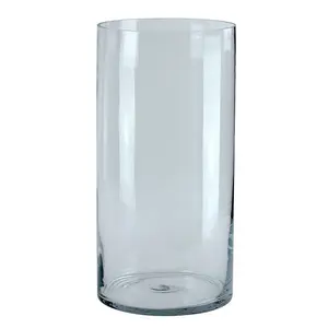 Clear Glass Cylinder Vase. Height 20 cm, Width 10 cm