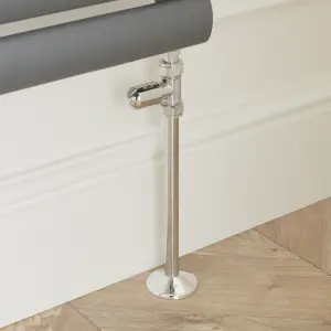 GoodHome Polished Anthracite Straight Thermostatic Radiator valve & lockshield (Dia)15mm x ½"