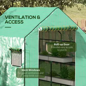 Outsunny Walk-in Greenhouse Cover Replacement with Door and Mesh Windows, Green