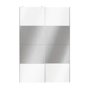 Atomia Panelled Mirrored White High gloss 2 door Sliding Wardrobe Door kit (H)2250mm (W)1500mm