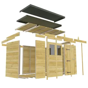 9 x 7 Feet Pent Shed - Single Door Without Windows - Wood - L214 x W276 x H201 cm