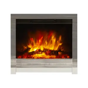 Be Modern Kempton 2kW Chrome effect Electric Fire (H)595mm (W)570mm (D)75mm