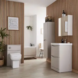 Bathroom Floor Standing 2-Drawer Vanity Unit with Basin 500mm Wide - Cashmere - (Arch) - Brassware Not Included