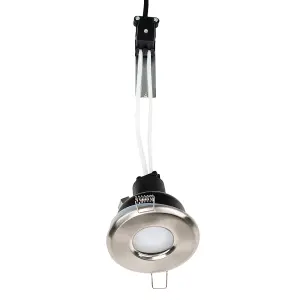 ValueLights Downlight IP65 Brushed Chrome Ceiling Light Fitting 6 Pack With Cool White Bulbs