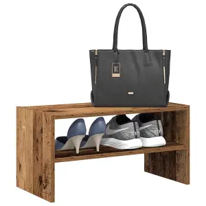 Berkfield Shoe Rack Stackable Old Wood 60x30x30.5 cm