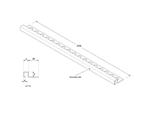 ILCOM decorative profile Q 12mm x 2700mm x 0.6mm Silver Brushed Stainless Steel