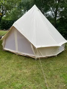 4M Bell Tent with Zipped PVC Groundsheet Cotton Canvas Natural Colour Kokoon deluxe