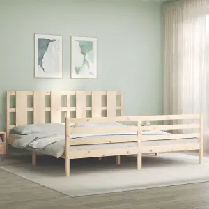 Berkfield Bed Frame with Headboard Super King Size Solid Wood