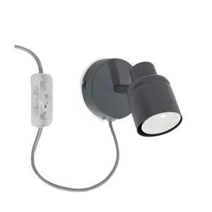 ValueLights Benton Grey IP44 Wall Light with Cable Plug