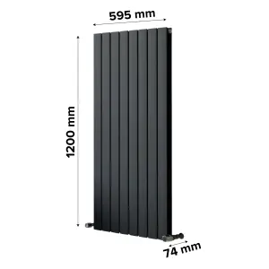 Ximax Vertirad Duplex Universal HWD120595A Anthracite Horizontal or vertical Designer 4027BTU Radiator, (W)595mm x (H)1200mm