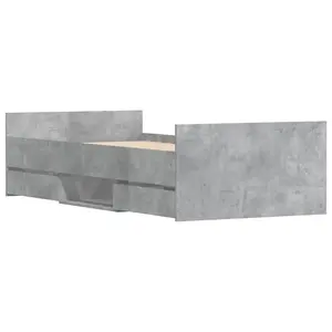 Berkfield Bed Frame with Headboard and Footboard Concrete Grey 100x200 cm