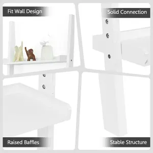 Costway 5 Tier Wooden Ladder Shelf Unit Wall-mounted Bookcase Display