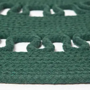 Homescapes Green Crochet Braided Rug 90cm Round