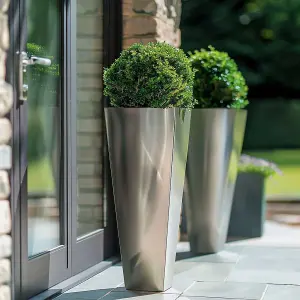 90cm Zinc Silver Tall Tapered Square Planter