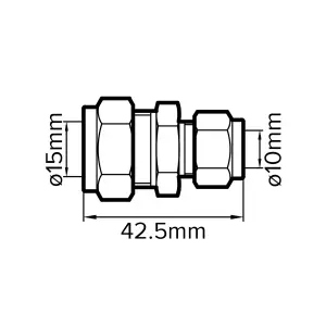 Plumbsure Reducing Coupler (Dia)15mm (L)42.8mm