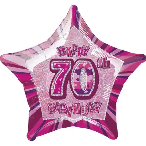 Unique Party Happy 70th Birthday Pink Star Foil Balloon Pink (One Size)