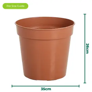 5 x 15L Round Terracotta Plant Pots For Growing Garden Plants & Herb Outdoor Growers