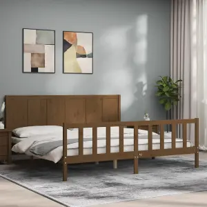 Berkfield Bed Frame with Headboard Honey Brown 200x200 cm Solid Wood