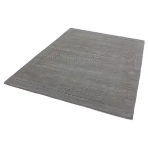 Grey Wool Handmade Plain Easy to Clean Rug For Bedroom Dining Room Living Room Rug-60cm X 120cm