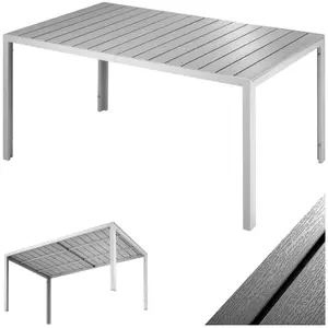 Garden Furniture Table Bianca - aluminium, wood look, 150 x 90 x 74.5 cm - silver/gray