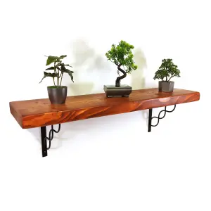 Wooden Rustic Shelf with Bracket WPRP Black 220mm 9 inches Teak Length of 180cm