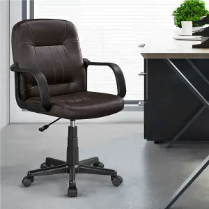 Yaheetech Adjustable Faux Leather Office Chair with wheels and Armrests - Brown