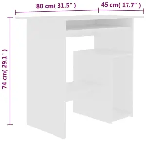 Berkfield Desk White 80x45x74 cm Engineered Wood