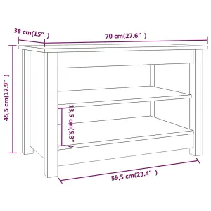 Berkfield Shoe Bench Grey 70x38x45.5 cm Solid Wood Pine