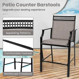 Costway Set of 2 Outdoor Patio Chairs Home Fabric Bar Stools w/ Footrest