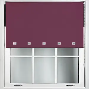 Furnished Made to Measure Blackout Roller Blinds with Square Eyelets and Metal Fittings - Aubergine Blue (W)60cm (L)165cm