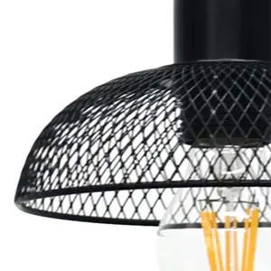 First Choice Lighting Cassidy Small Black Mesh Easy Fit Metal Pendant Shade