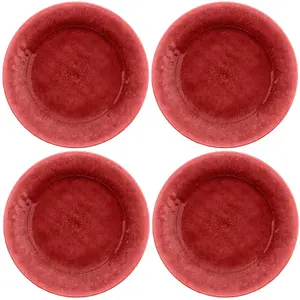 Purely Home Potters Reactive Glaze Red Melamine Dinner Plates - Set of 4