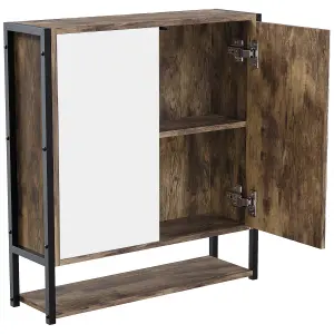 Lana Matt Brown Double Bathroom Wall cabinet With 2 mirror doors (H)600mm (W)535mm