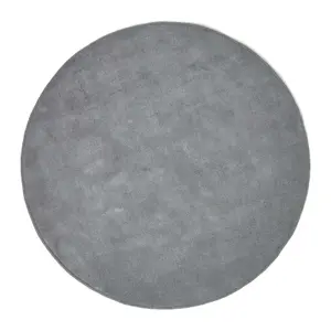 Homescapes Hand Tufted Plain Cotton Grey Large Round Rug, 150 cm Diameter