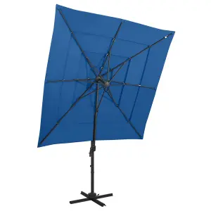 Berkfield 4-Tier Parasol with Aluminium Pole Azure Blue 250x250 cm