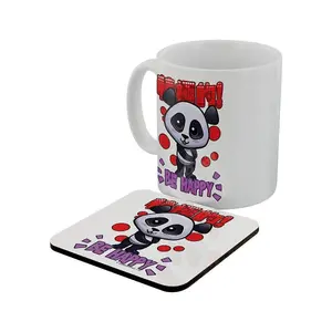 Handa Panda Be Happy Mug & Coaster Set White (One Size)