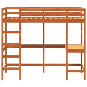 Berkfield Loft Bed without Mattress Wax Brown 90x190 cm Single Solid Wood Pine