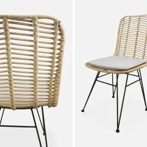 sweeek. Pair of high-backed rattan dining chairs Cahya Sand 57x44x84 cm