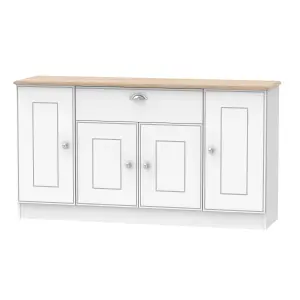 Albert 4 Door 1 Drawer Wide Unit in White Ash & Oak (Ready Assembled)