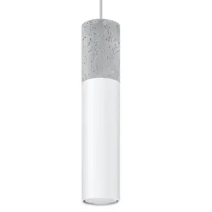 Borgio Concrete & Steel White 1 Light Classic Pendant Ceiling Light